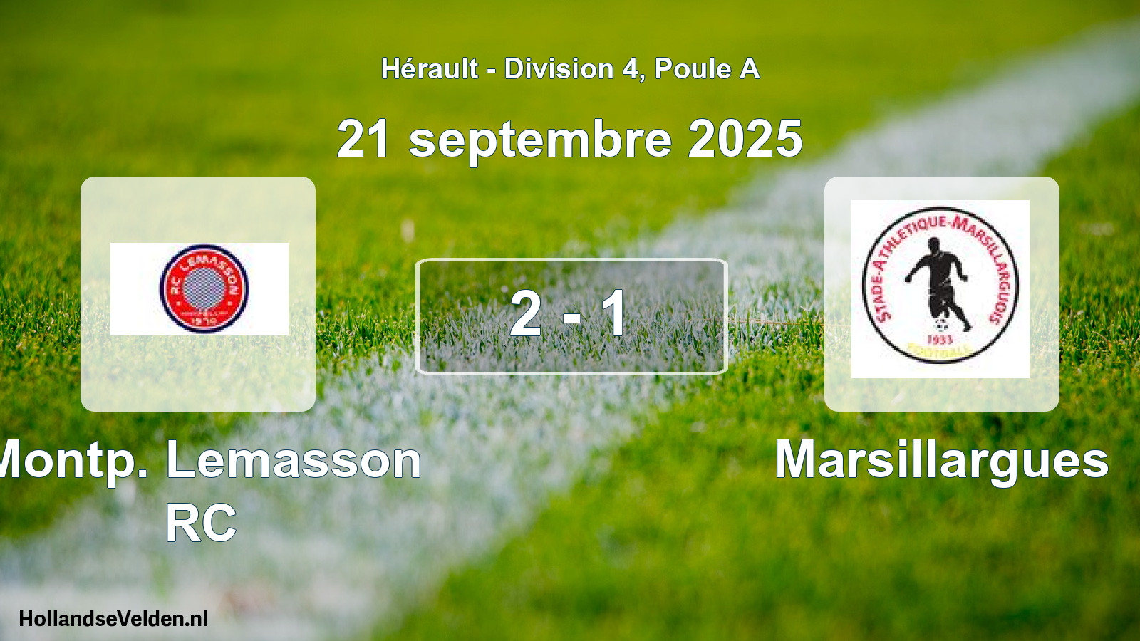 Gespeelde wedstrijd: Montp. Lemasson RC - Marsillargues 2 - 1 (21 september 2025)