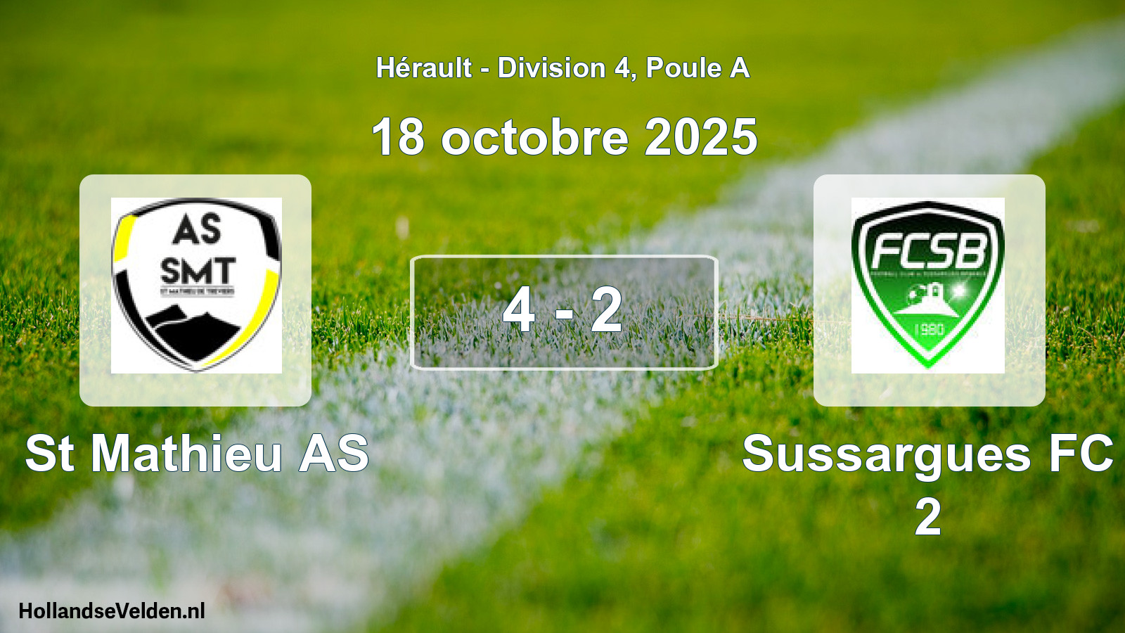 Match joué: St Mathieu AS - Sussargues FC 2 4 - 2 (18 octobre 2025)