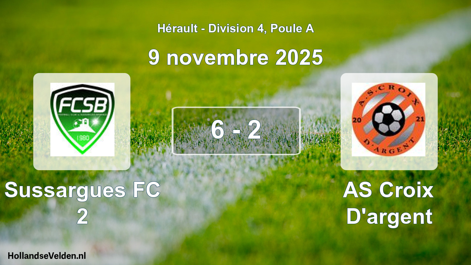 Match joué: Sussargues FC 2 - AS Croix D'argent 6 - 2 (9 novembre 2025)