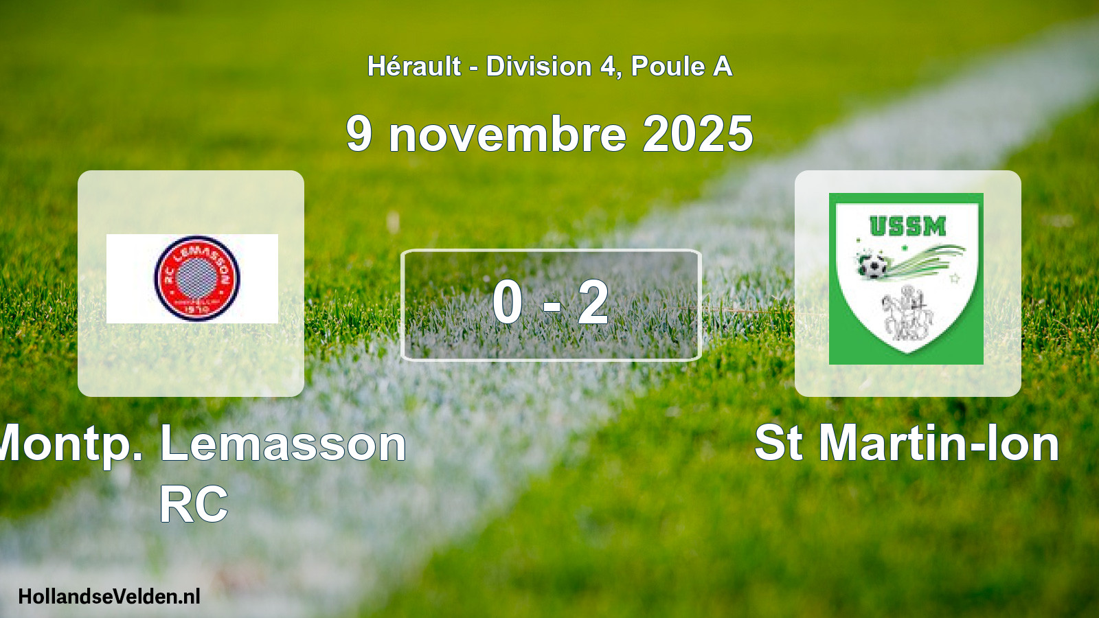 Match joué: Montp. Lemasson RC - St Martin-lon 0 - 2 (9 novembre 2025)