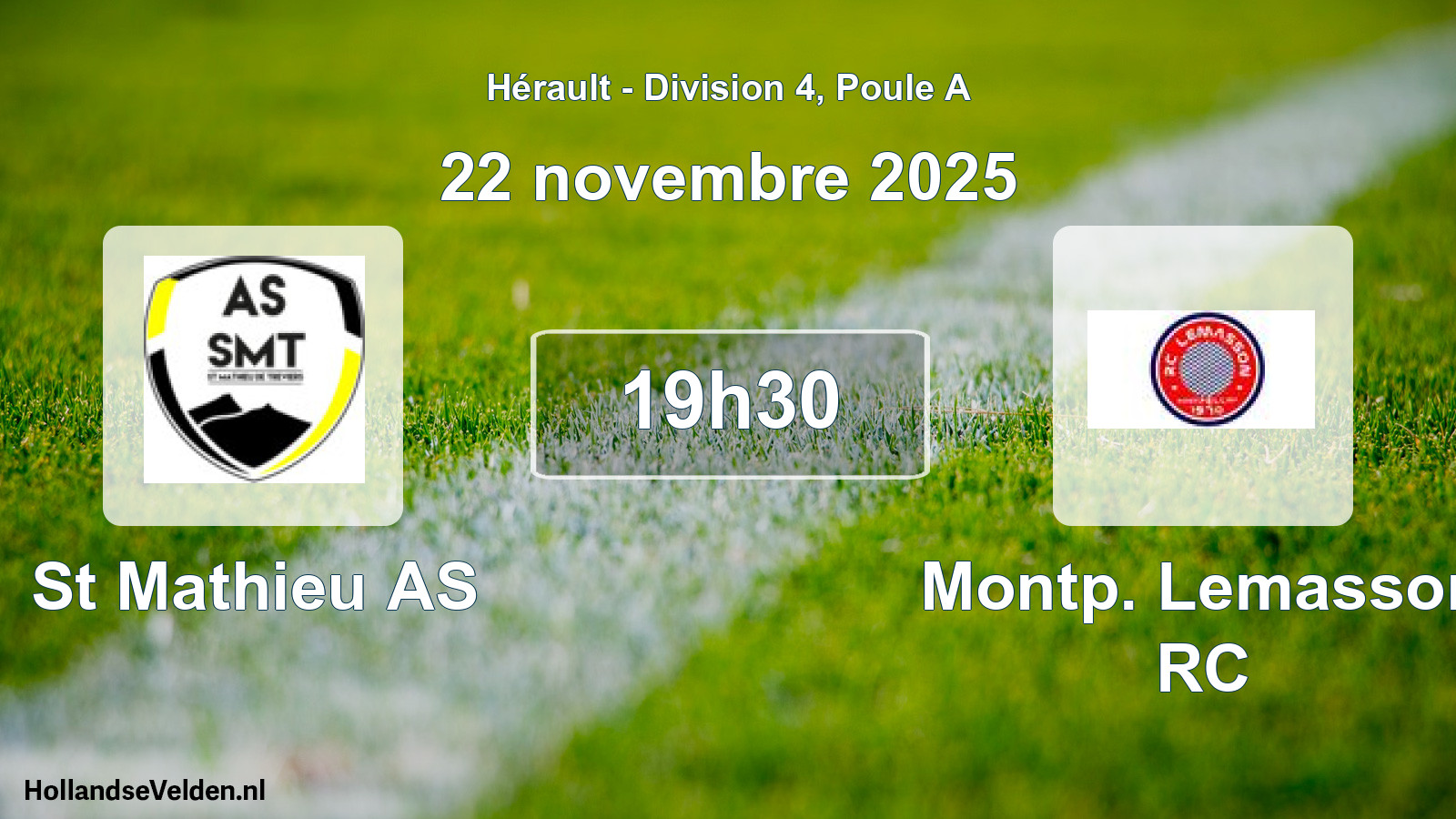 Match programmé: St Mathieu AS - Montp. Lemasson RC (22 novembre 2025)
