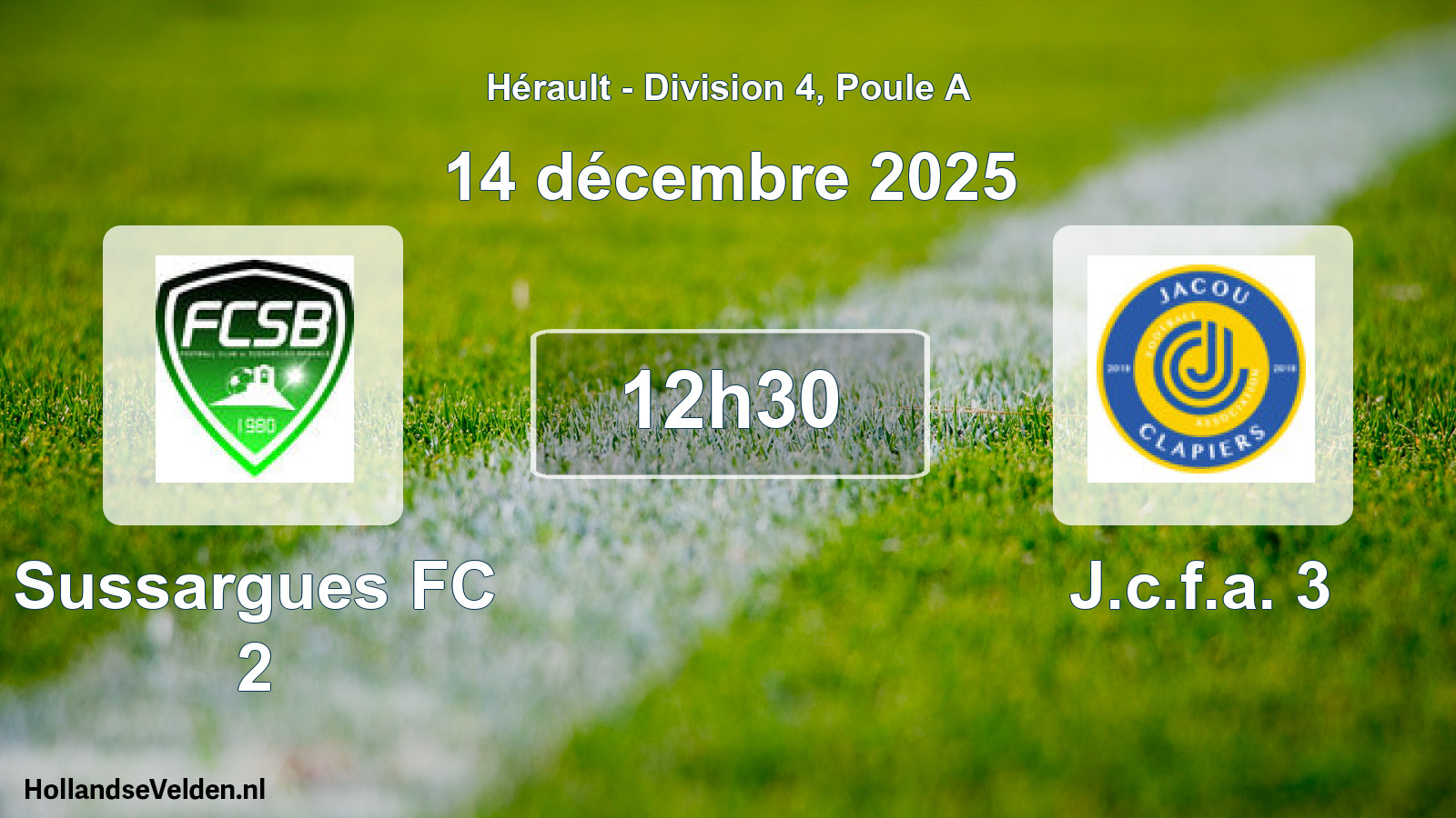 Scheduled Match: Sussargues FC 2 - J.c.f.a. 3 (14 December 2025)
