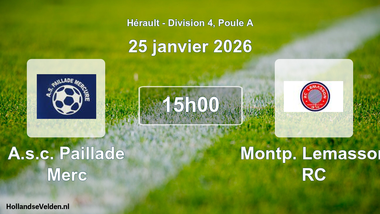 Match programmé: A.s.c. Paillade Merc - Montp. Lemasson RC (25 janvier 2026)