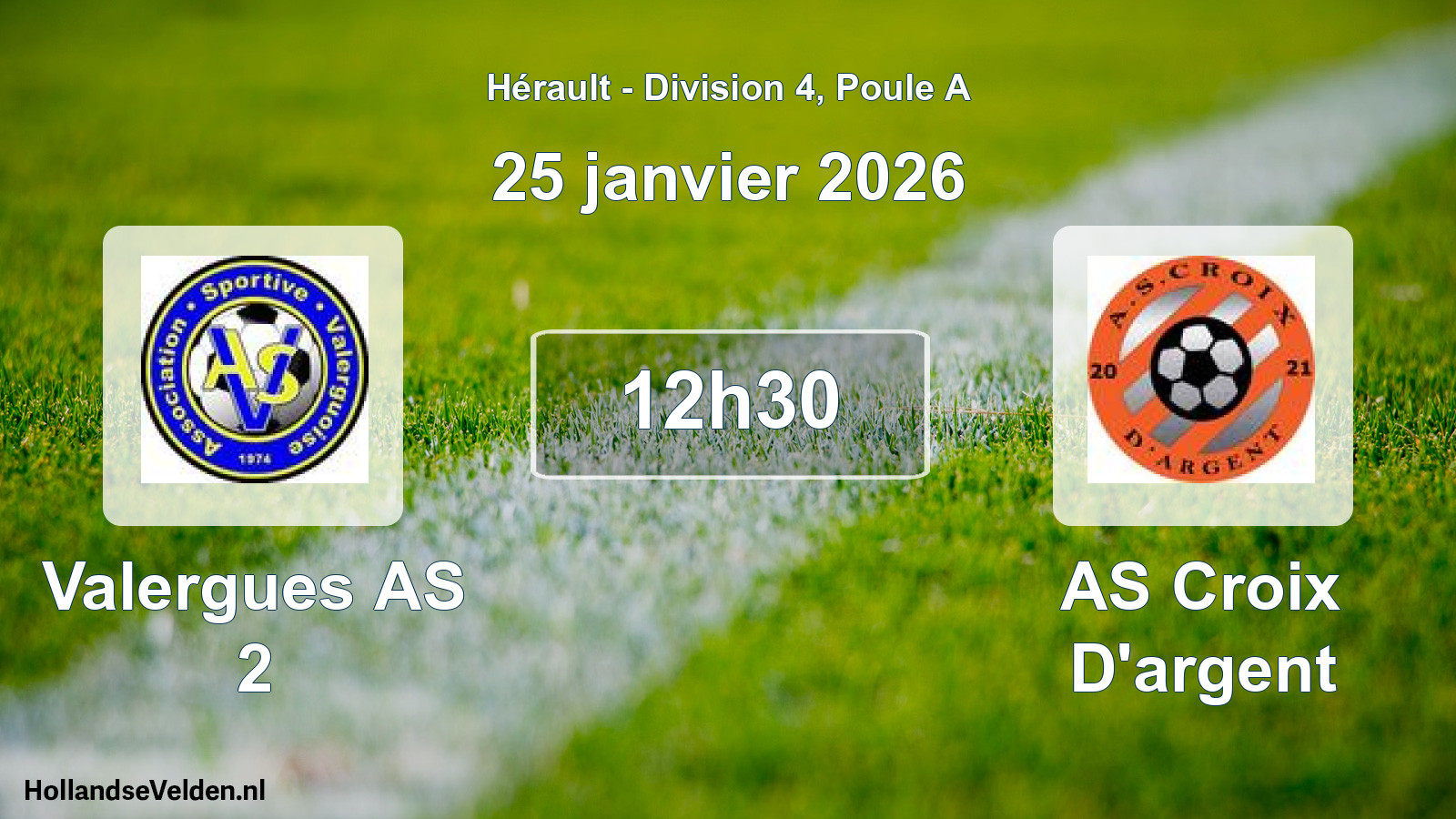 Match programmé: Valergues AS 2 - AS Croix D'argent (25 janvier 2026)