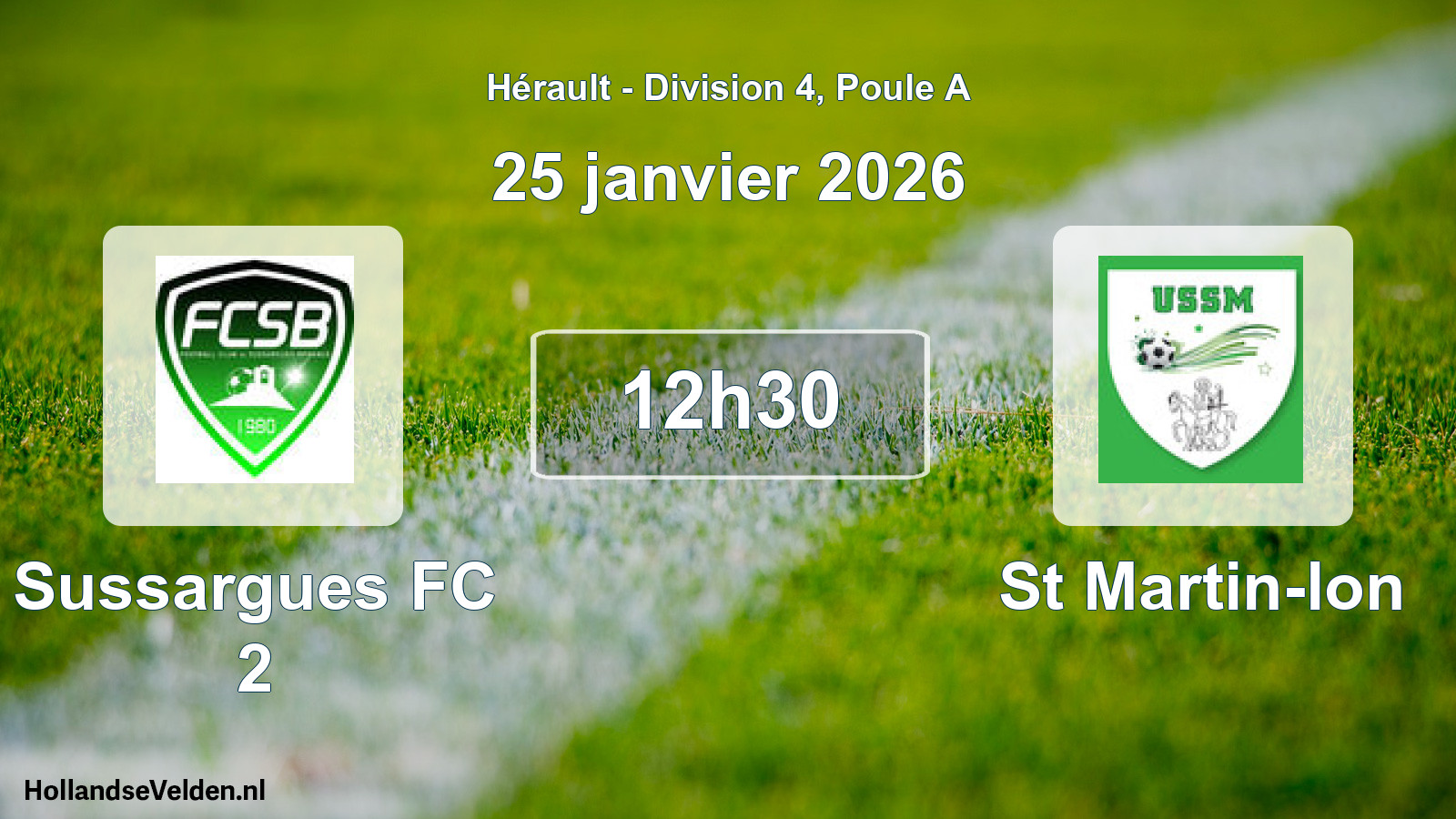 Match programmé: Sussargues FC 2 - St Martin-lon (25 janvier 2026)