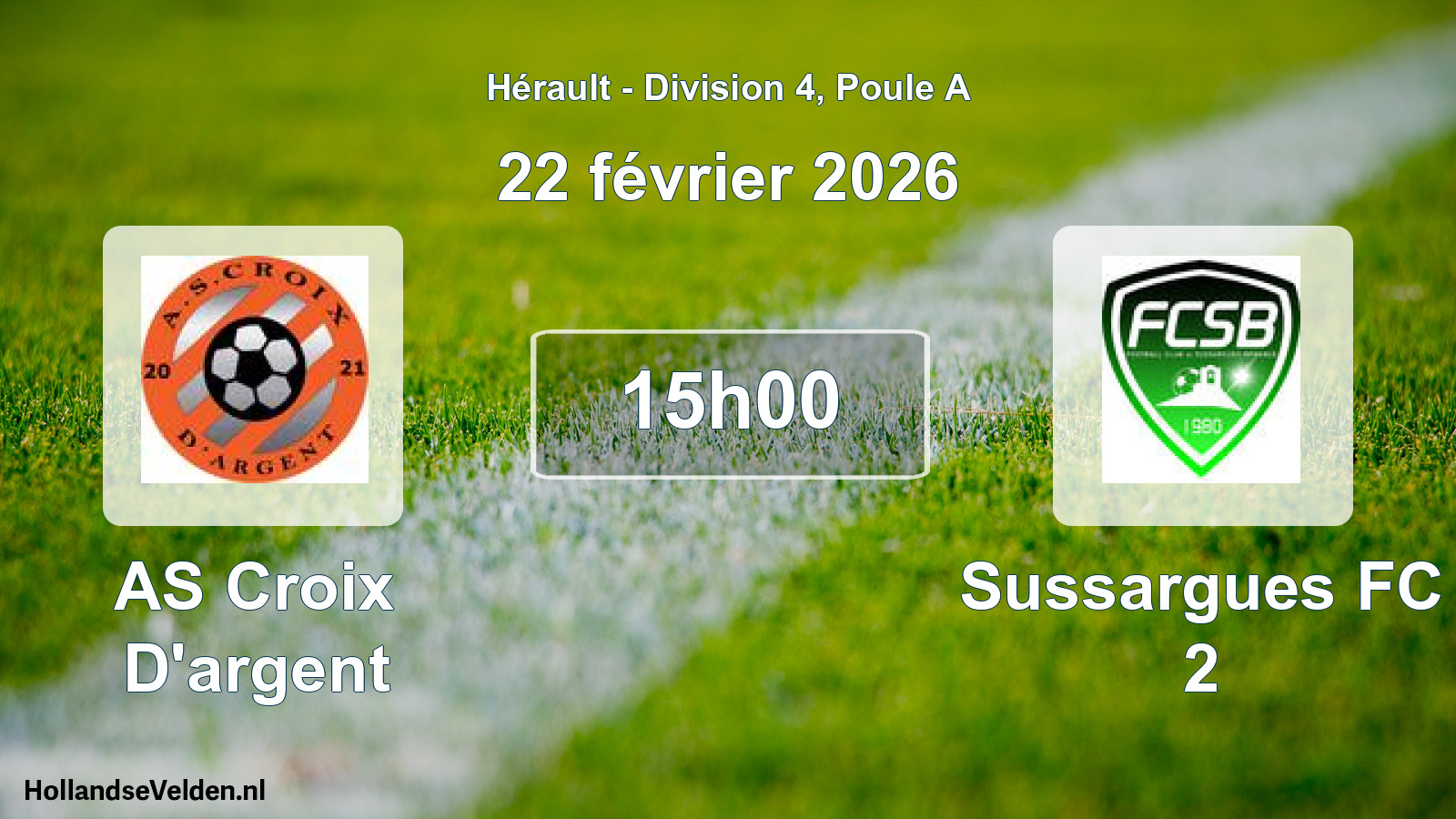 Scheduled Match: AS Croix D'argent - Sussargues FC 2 (22 February 2026)