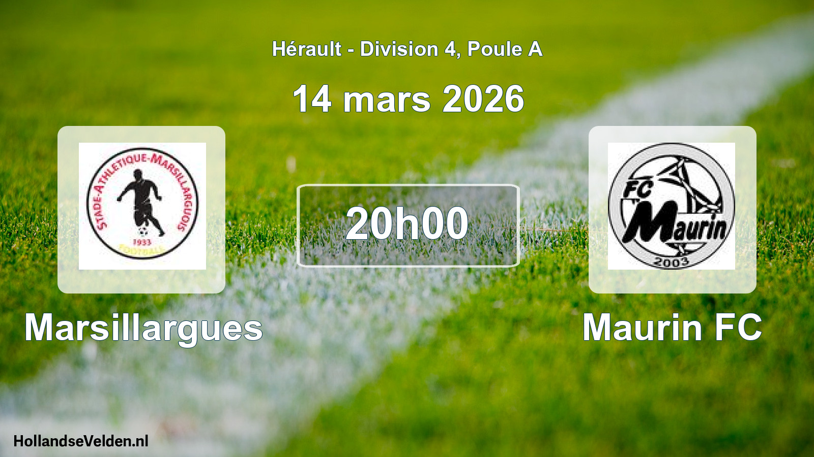 Match programmé: Marsillargues - Maurin FC (14 mars 2026)