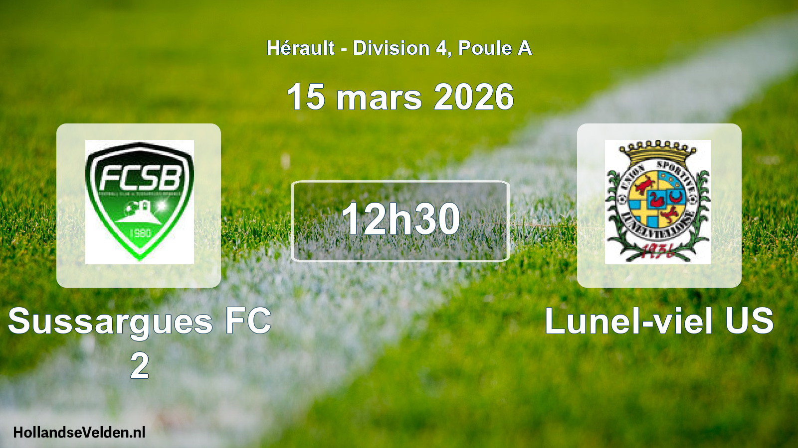 Geplande wedstrijd: Sussargues FC 2 - Lunel-viel US (15 maart 2026)