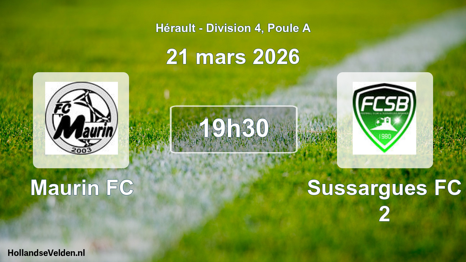 Match programmé: Maurin FC - Sussargues FC 2 (21 mars 2026)