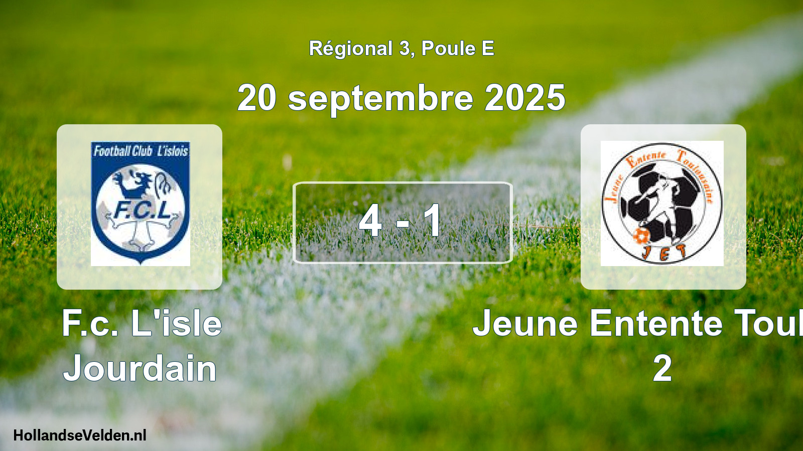 Total number of matches played: F.c. L'isle Jourdain - Jeune Entente Toulou 2 4 - 1 (20 September 2025)