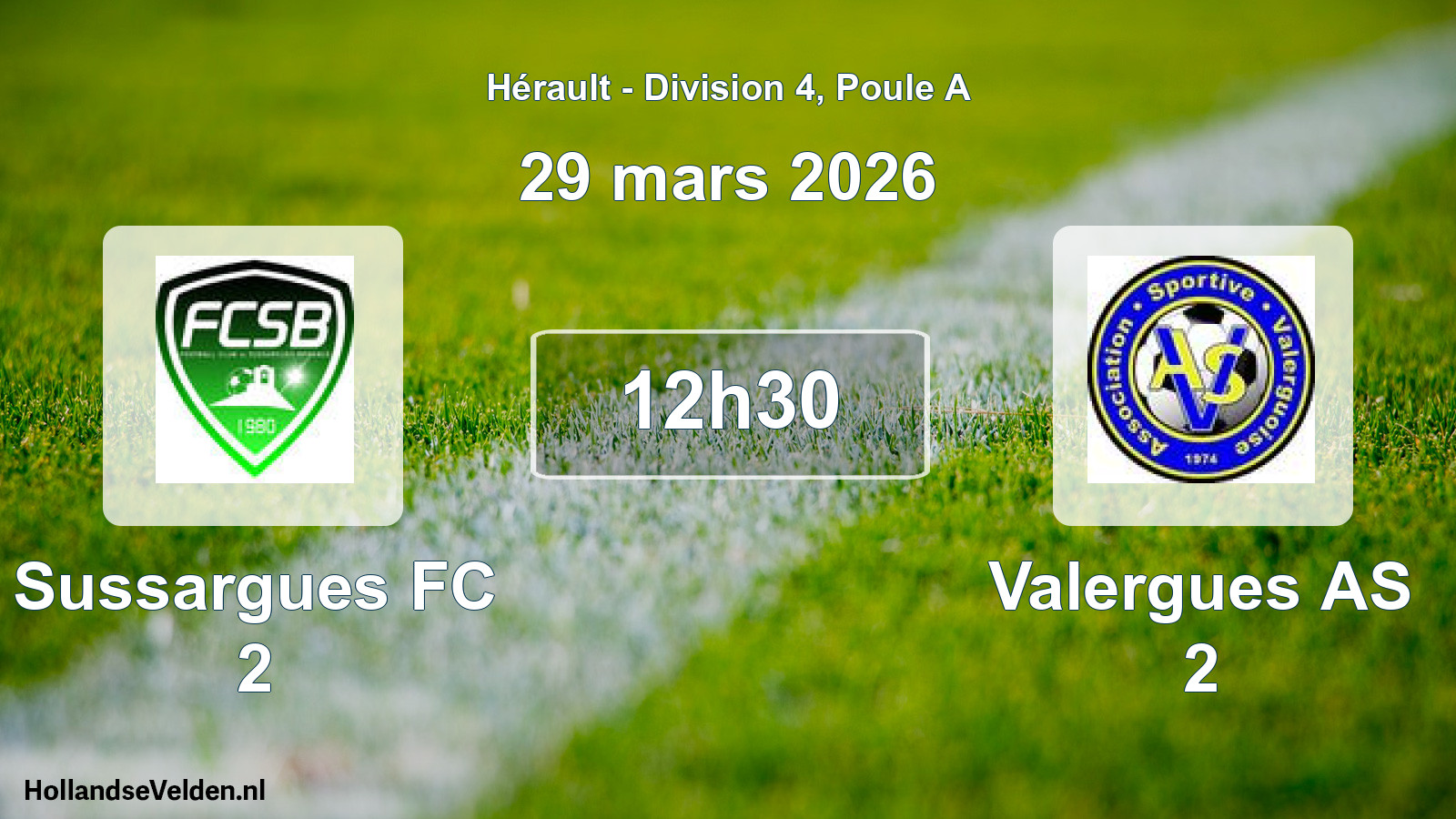 Match programmé: Sussargues FC 2 - Valergues AS 2 (29 mars 2026)