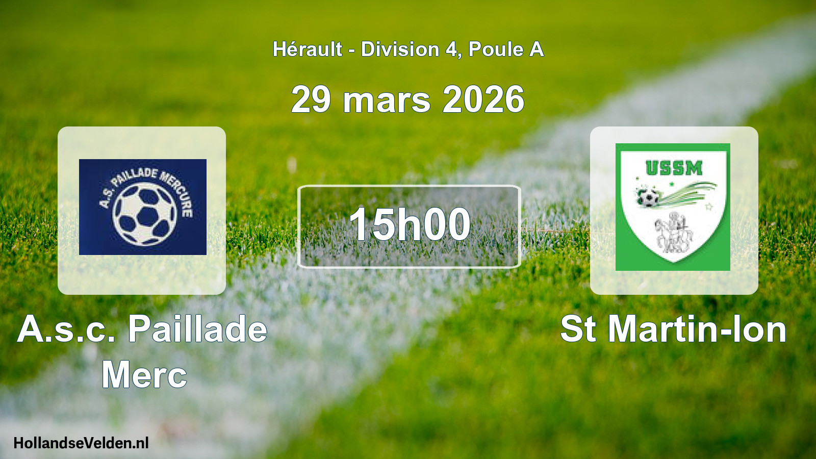 Geplande wedstrijd: A.s.c. Paillade Merc - St Martin-lon (29 maart 2026)