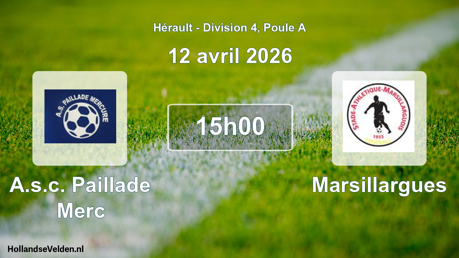 Match programmé: A.s.c. Paillade Merc - Marsillargues (12 avril 2026)
