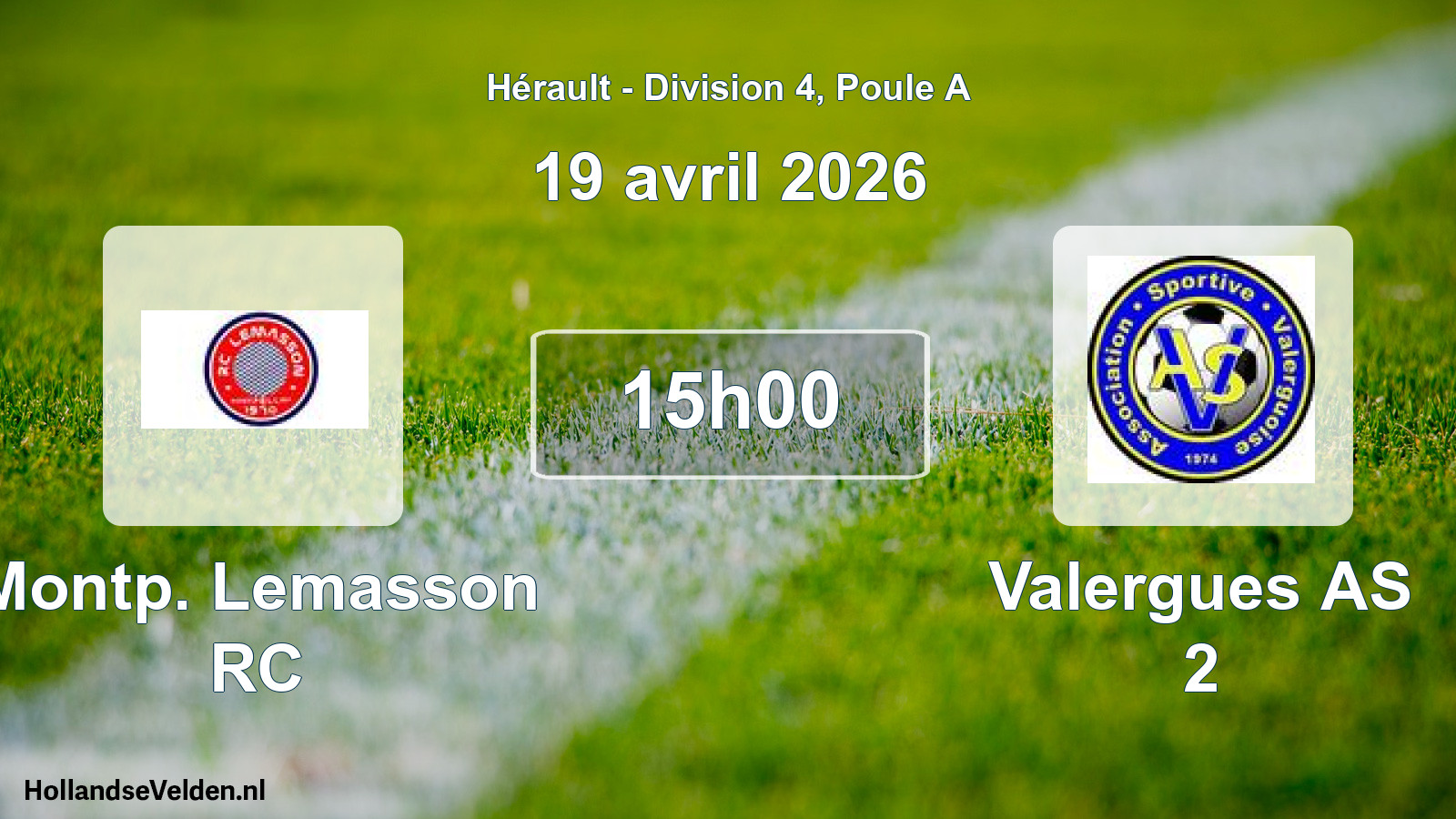 Match programmé: Montp. Lemasson RC - Valergues AS 2 (19 avril 2026)