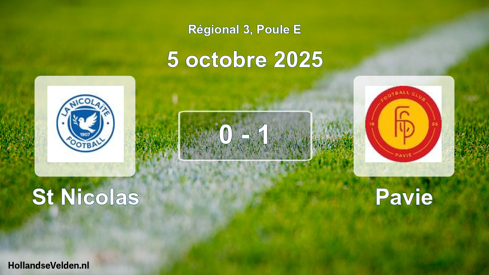 Gespeelde wedstrijd: St Nicolas - Pavie 0 - 1 (5 oktober 2025)
