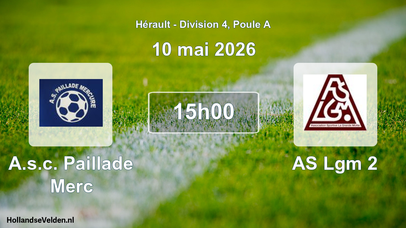 Match programmé: A.s.c. Paillade Merc - AS Lgm 2 (10 mai 2026)