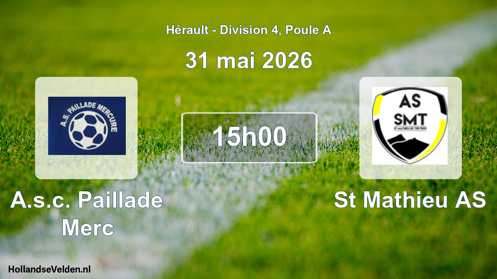 Match programmé: A.s.c. Paillade Merc - St Mathieu AS (31 mai 2026)