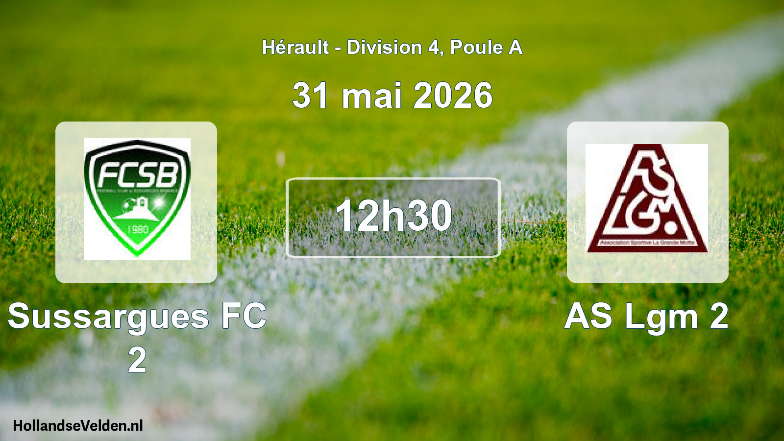Match programmé: Sussargues FC 2 - AS Lgm 2 (31 mai 2026)