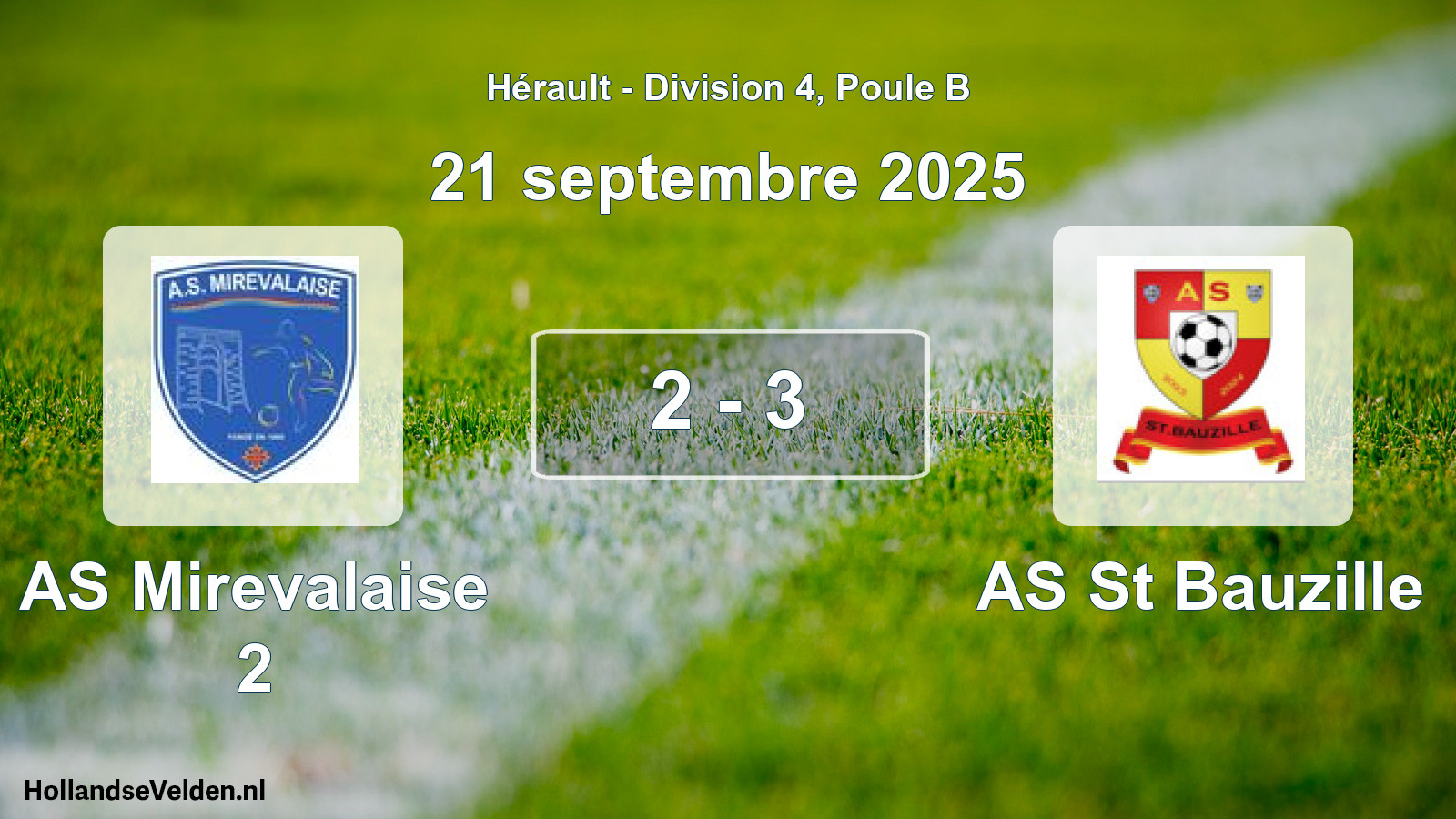 Total number of matches played: AS Mirevalaise 2 - AS St Bauzille 2 - 3 (21 September 2025)