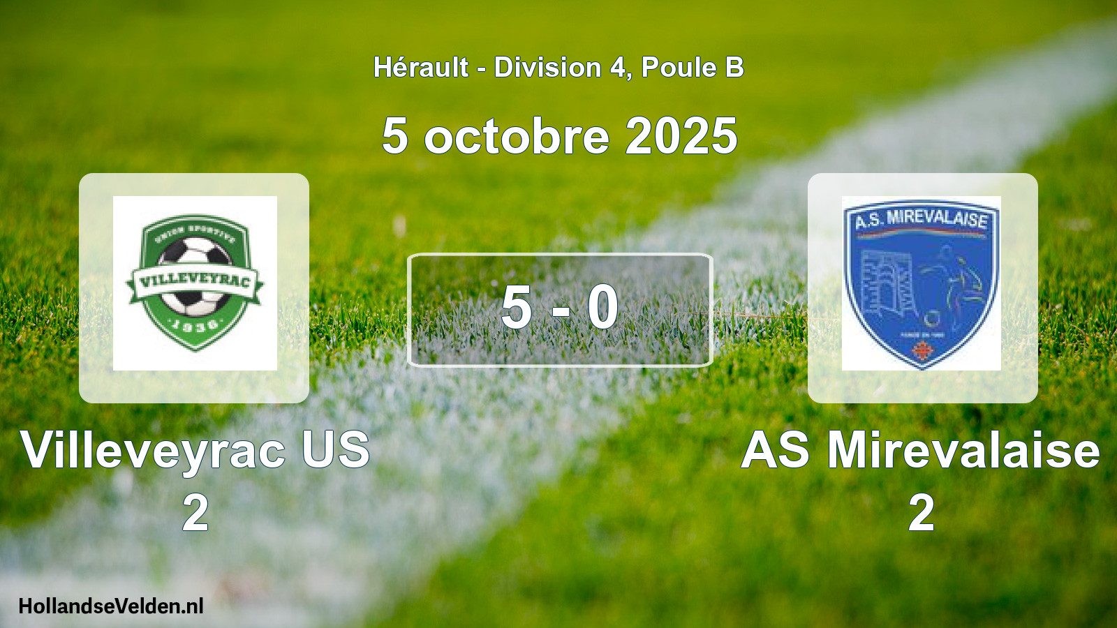 Match joué: Villeveyrac US 2 - AS Mirevalaise 2 5 - 0 (5 octobre 2025)