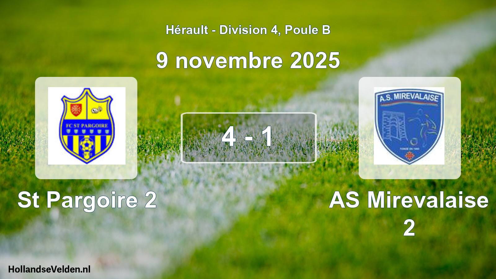 Match joué: St Pargoire 2 - AS Mirevalaise 2 4 - 1 (9 novembre 2025)