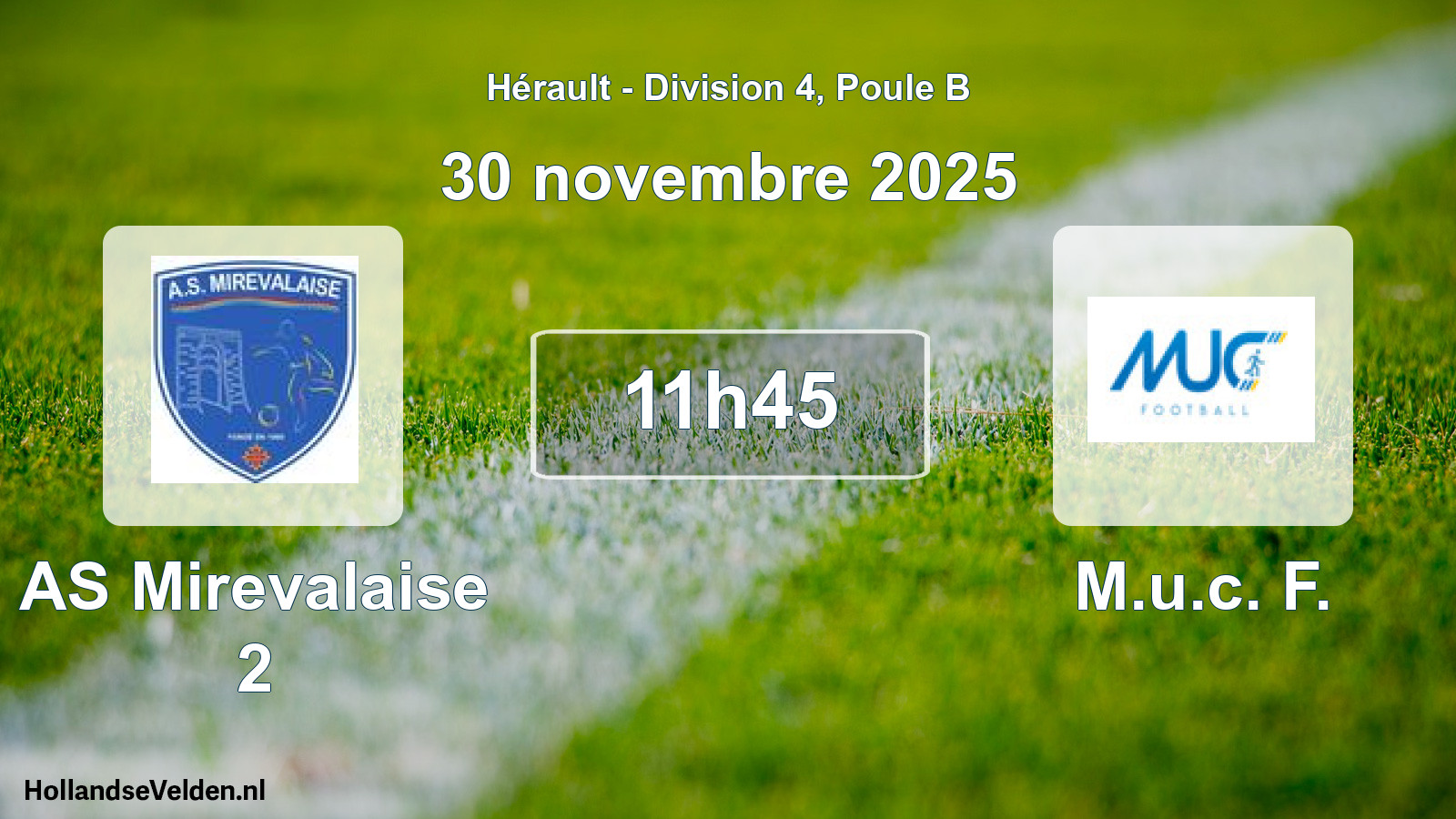 Scheduled Match: AS Mirevalaise 2 - M.u.c. F. (30 November 2025)