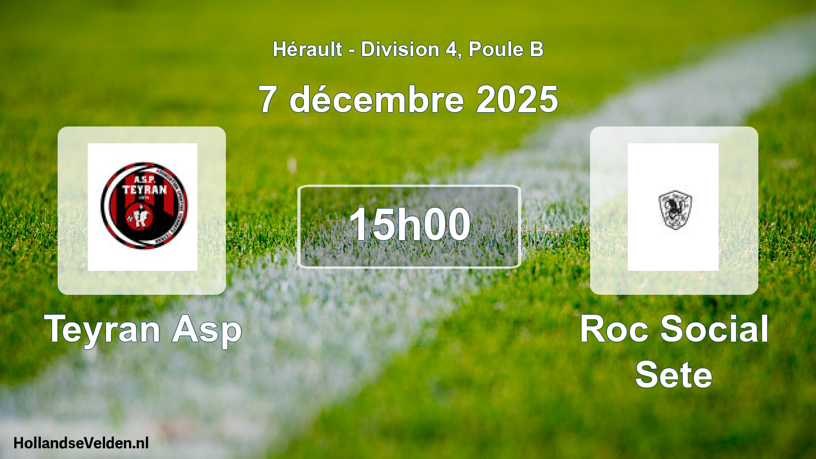 Match programmé: Teyran Asp - Roc Social Sete (7 décembre 2025)