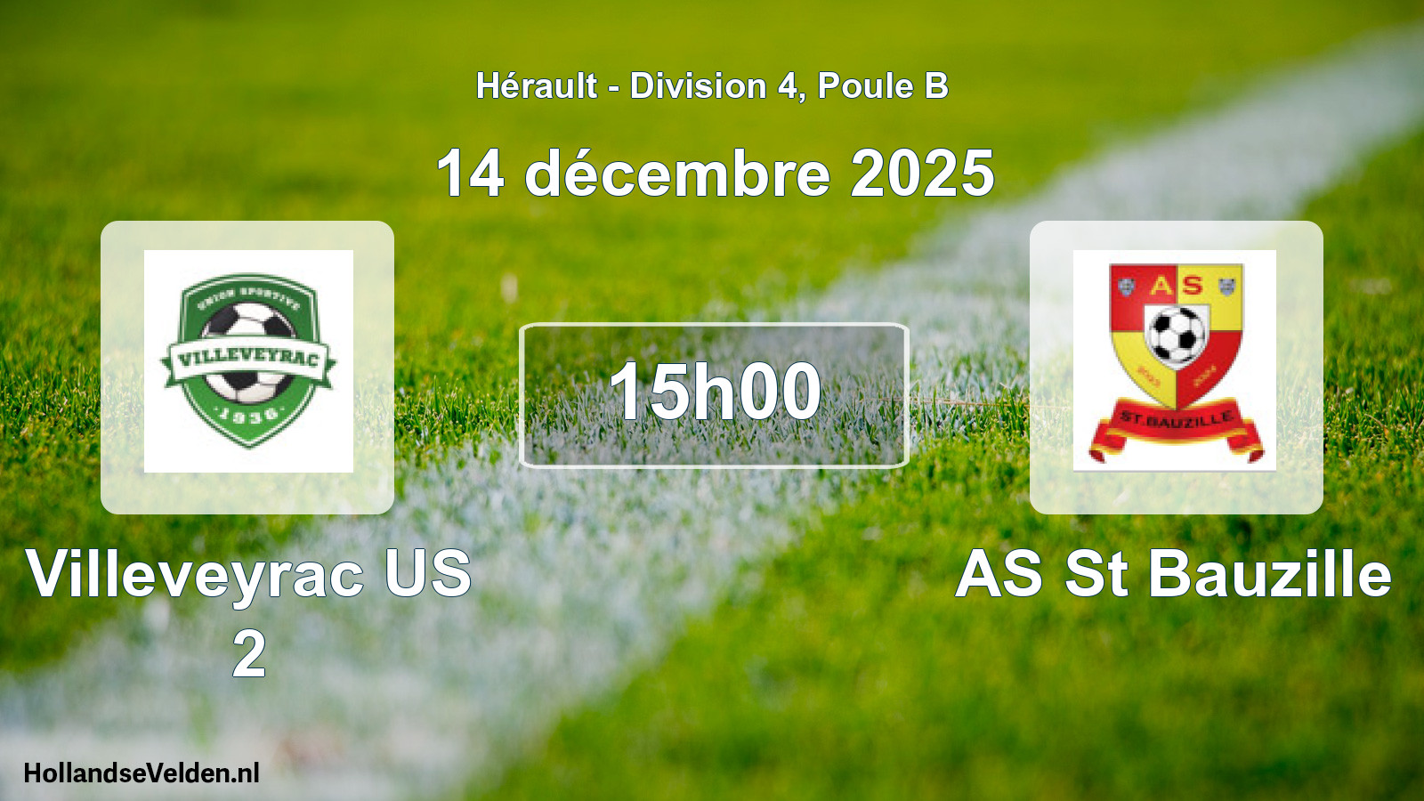 Match programmé: Villeveyrac US 2 - AS St Bauzille (14 décembre 2025)