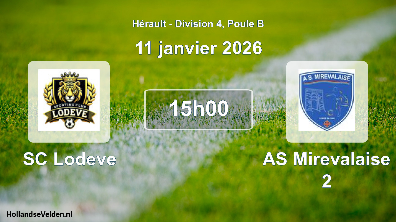 Match programmé: SC Lodeve - AS Mirevalaise 2 (11 janvier 2026)