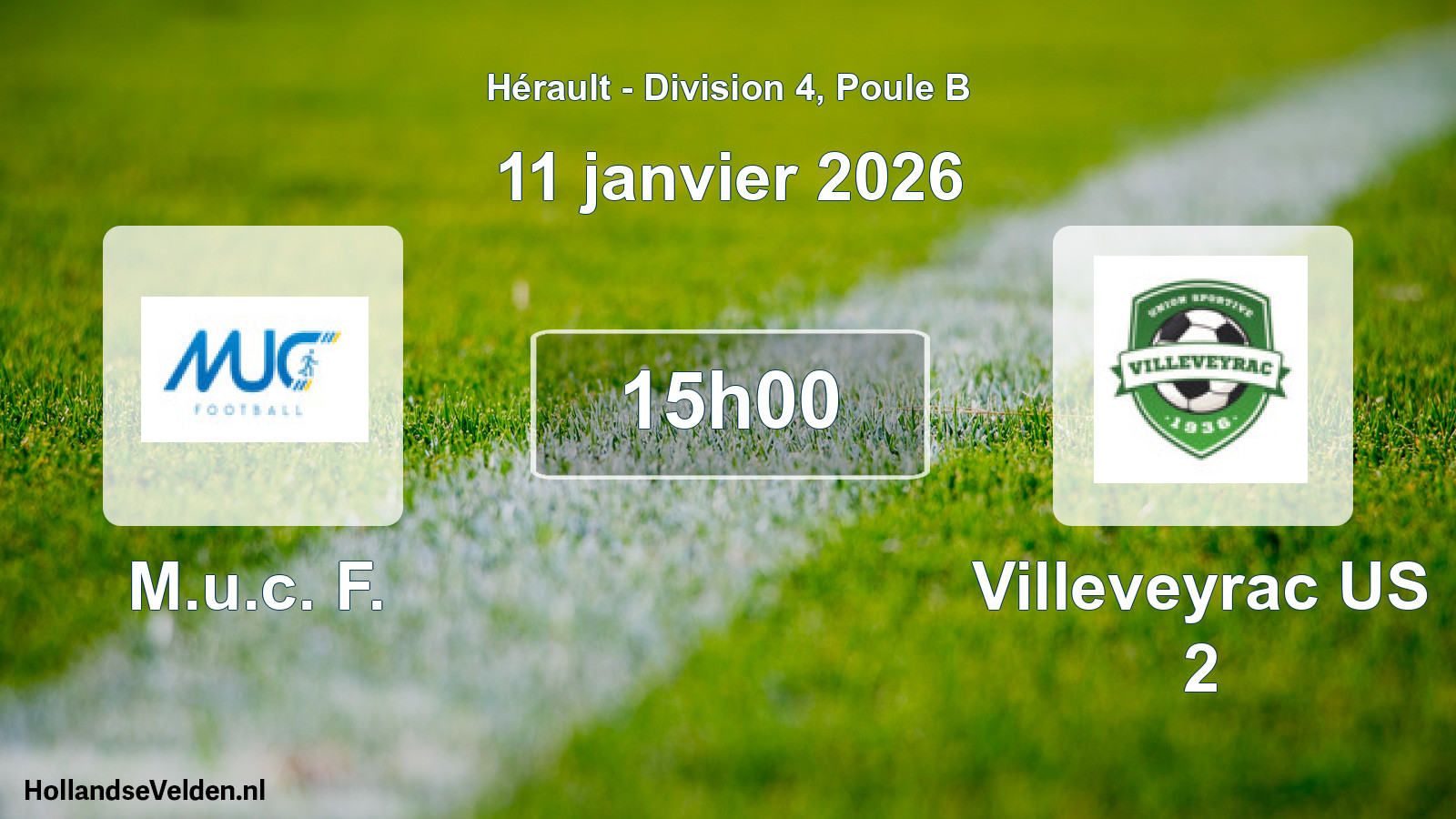 Match programmé: M.u.c. F. - Villeveyrac US 2 (11 janvier 2026)