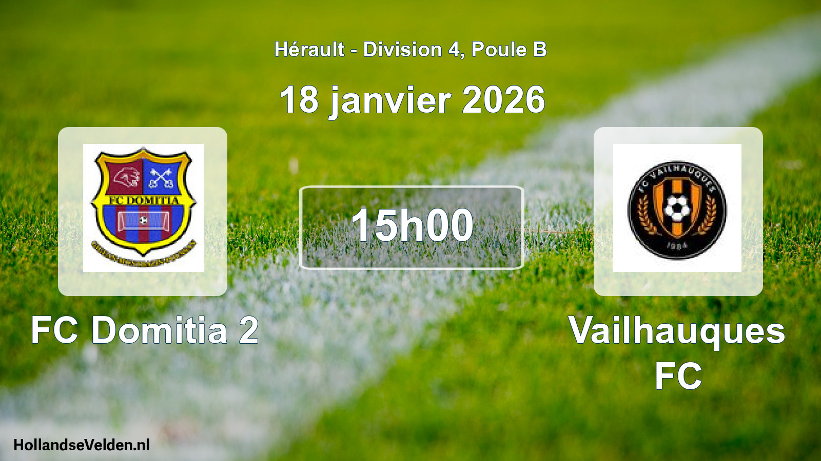 Match programmé: FC Domitia 2 - Vailhauques FC (18 janvier 2026)