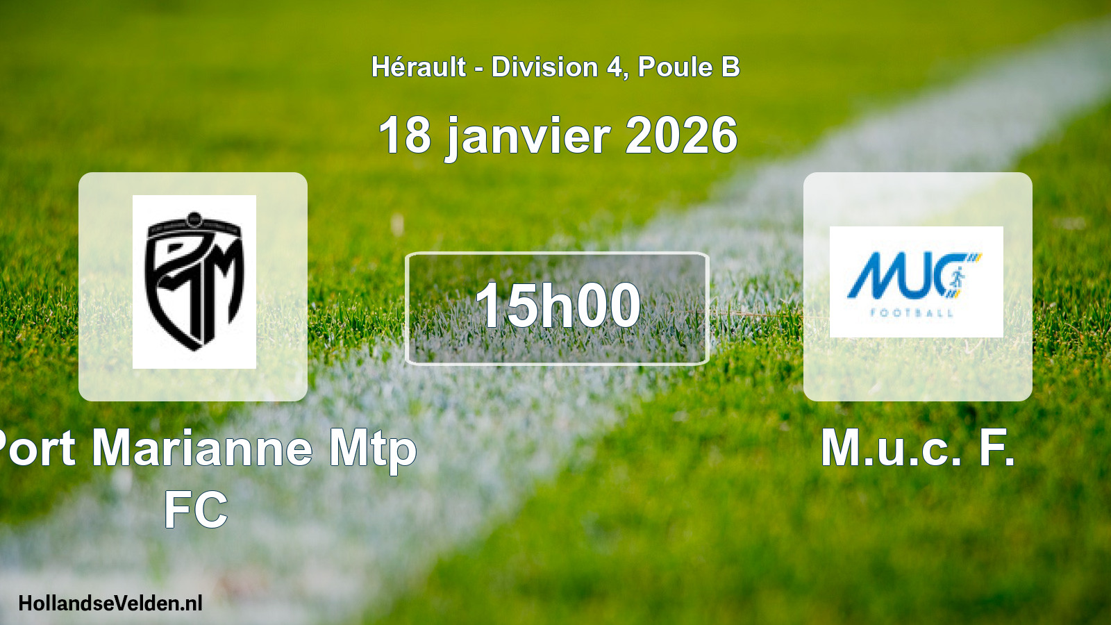 Match programmé: Port Marianne Mtp FC - M.u.c. F. (18 janvier 2026)