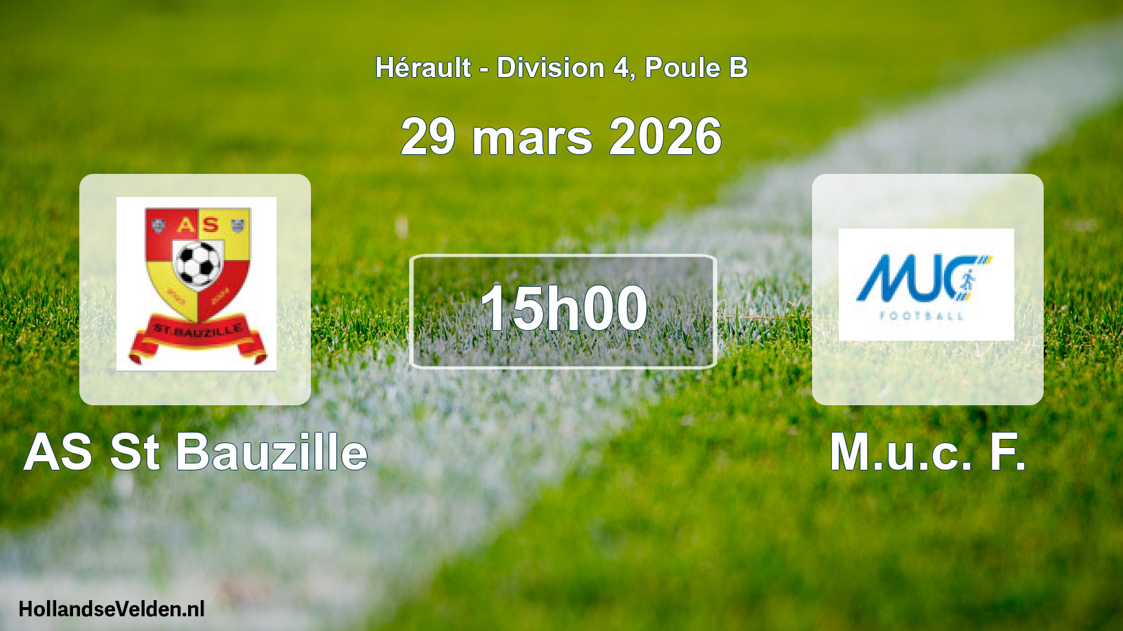 Match programmé: AS St Bauzille - M.u.c. F. (29 mars 2026)