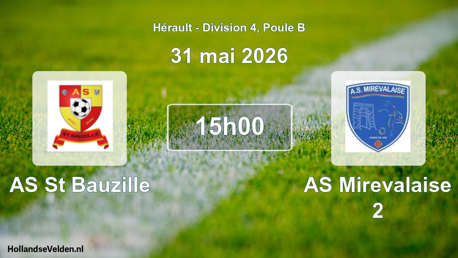 Match programmé: AS St Bauzille - AS Mirevalaise 2 (31 mai 2026)