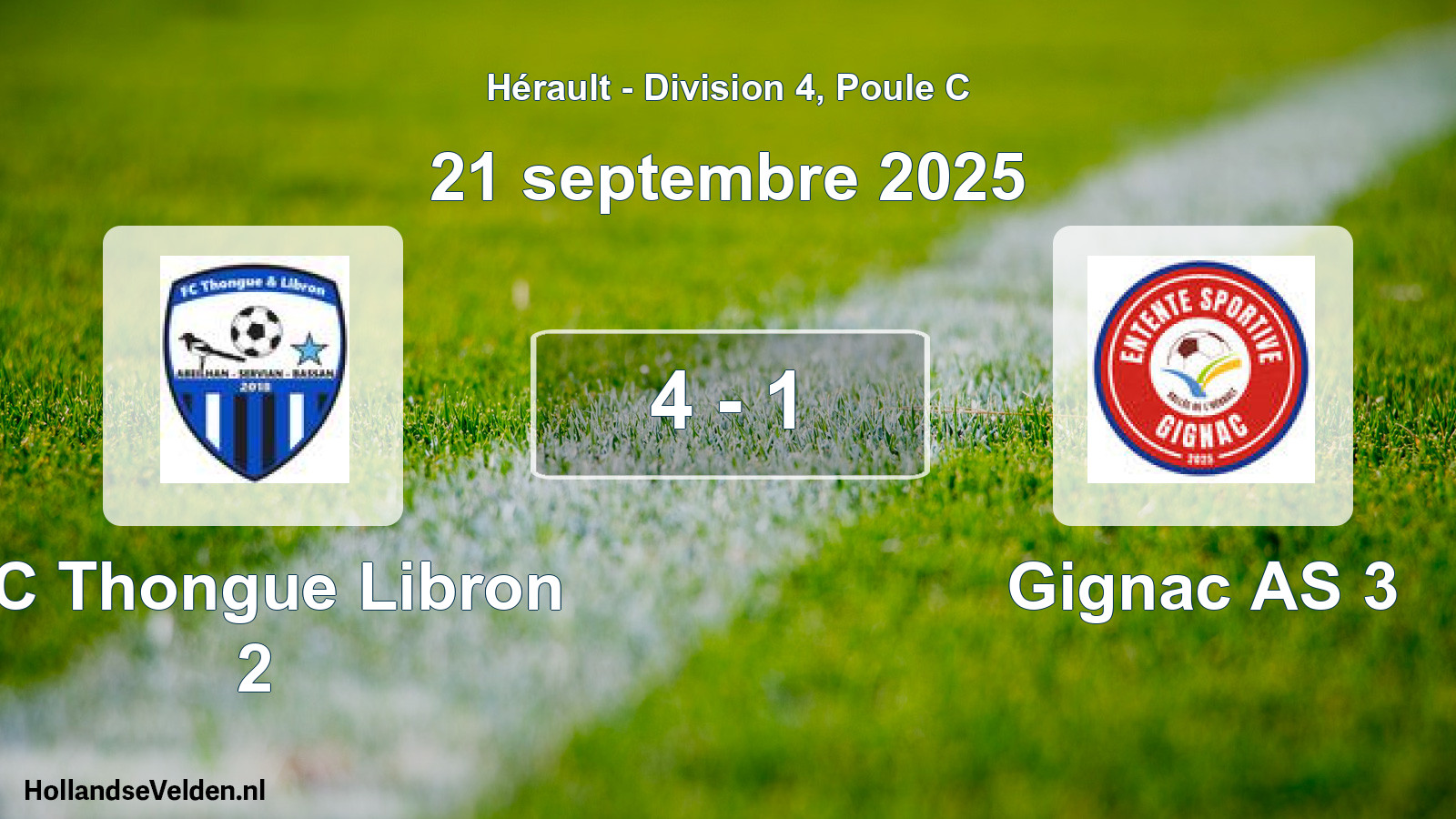 Gespeelde wedstrijd: FC Thongue Libron 2 - Gignac AS 3 4 - 1 (21 september 2025)