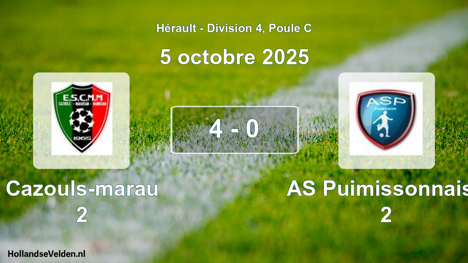 Total number of matches played: Cazouls-marau 2 - AS Puimissonnaise 2 4 - 0 (5 October 2025)