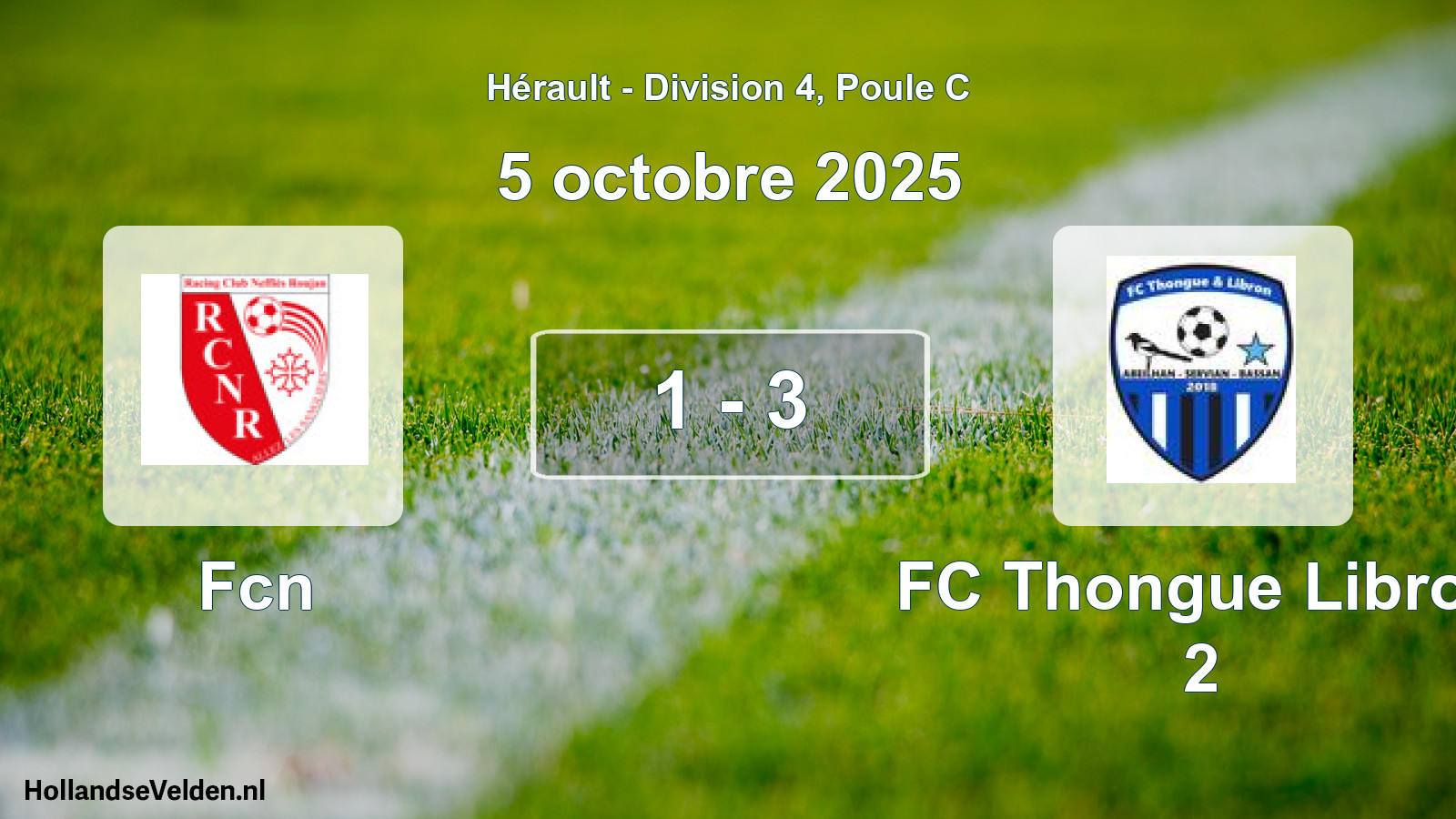 Match joué: Fcn - FC Thongue Libron 2 1 - 3 (5 octobre 2025)