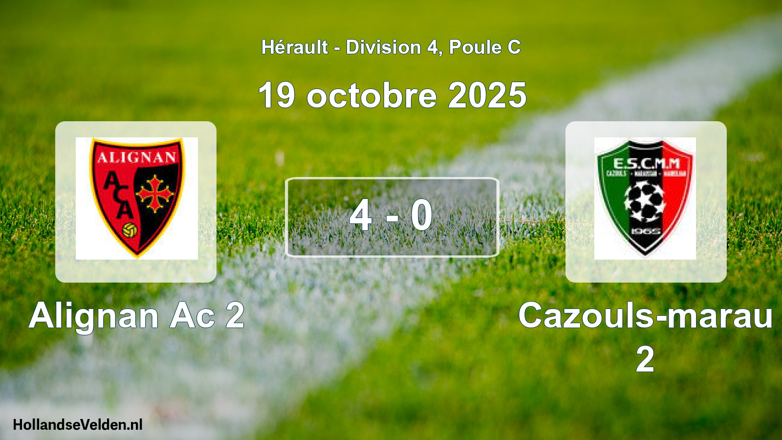Gespeelde wedstrijd: Alignan Ac 2 - Cazouls-marau 2 4 - 0 (19 oktober 2025)
