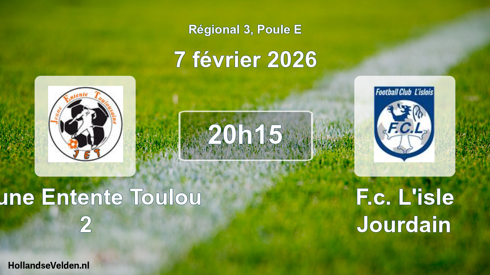 Scheduled Match: Jeune Entente Toulou 2 - F.c. L'isle Jourdain (7 February 2026)