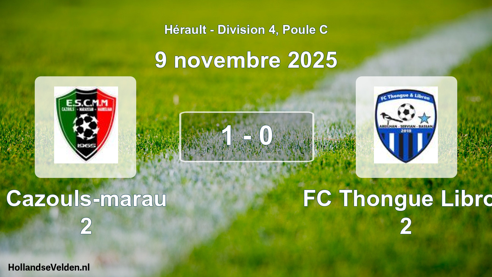 Gespeelde wedstrijd: Cazouls-marau 2 - FC Thongue Libron 2 1 - 0 (9 november 2025)