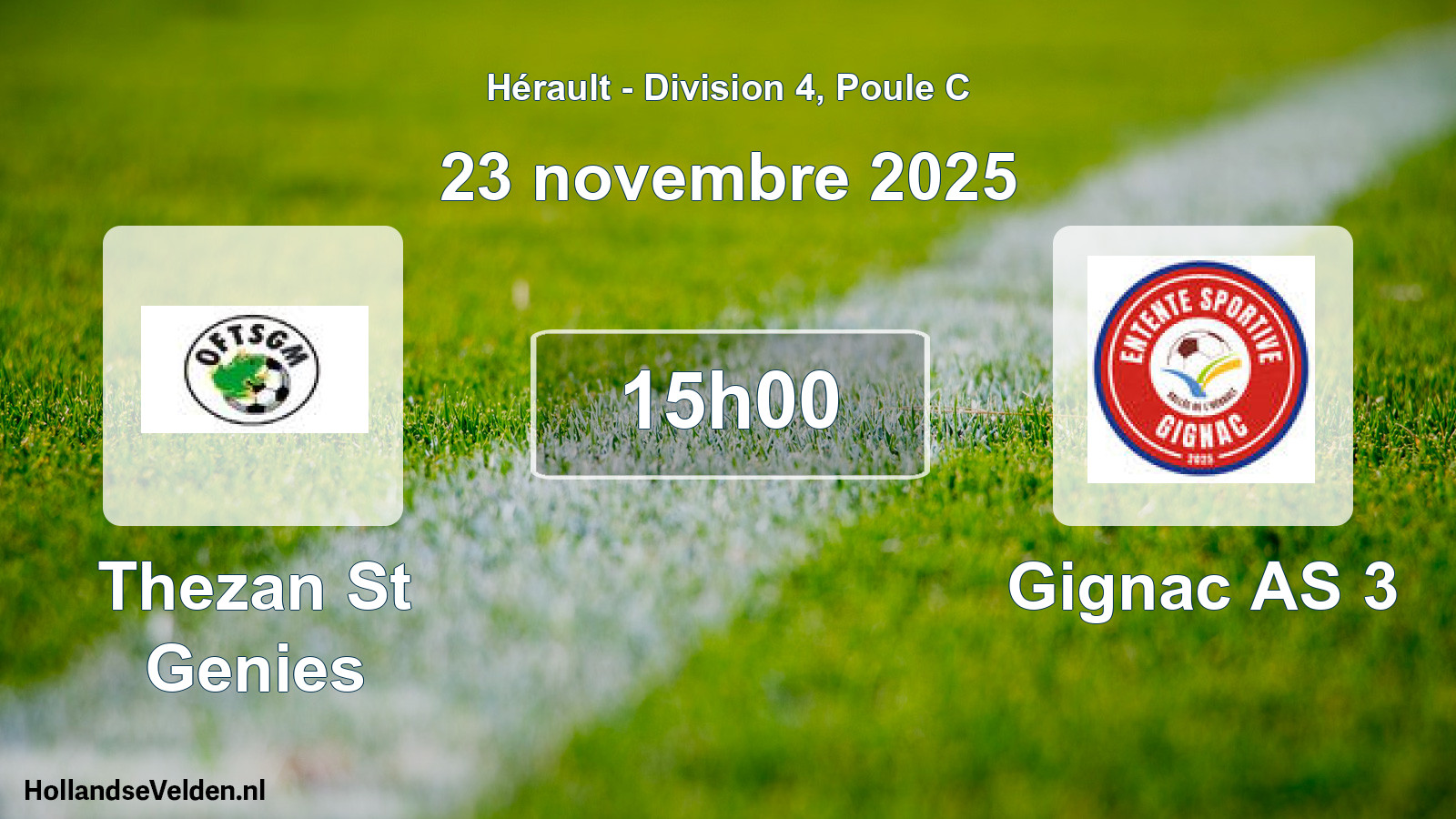 Match programmé: Thezan St Genies - Gignac AS 3 (23 novembre 2025)