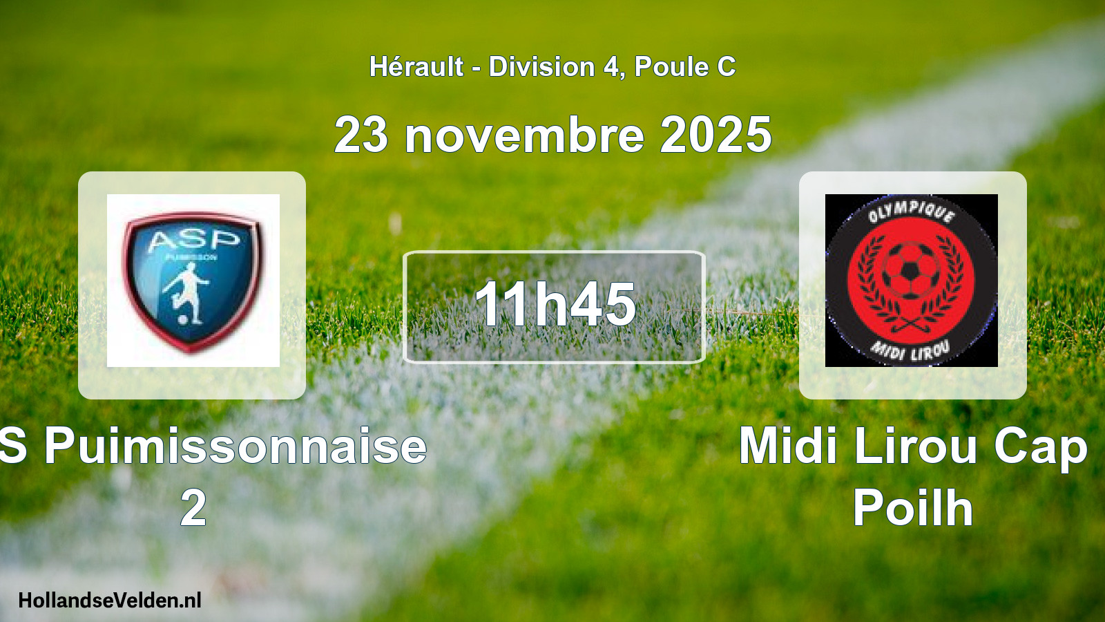 Match programmé: AS Puimissonnaise 2 - Midi Lirou Cap Poilh (23 novembre 2025)