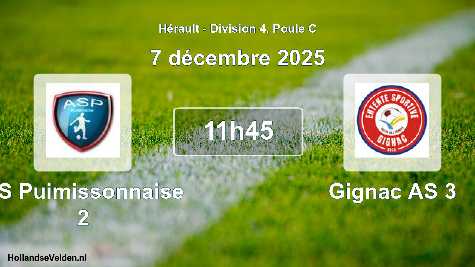 Scheduled Match: AS Puimissonnaise 2 - Gignac AS 3 (7 December 2025)