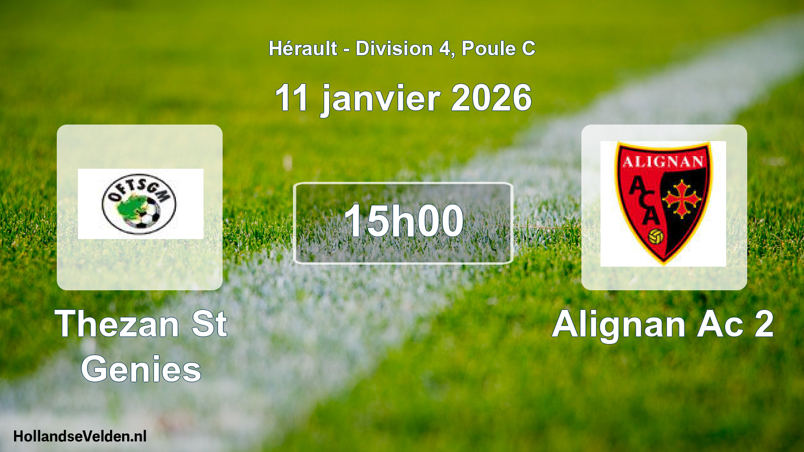 Match programmé: Thezan St Genies - Alignan Ac 2 (11 janvier 2026)