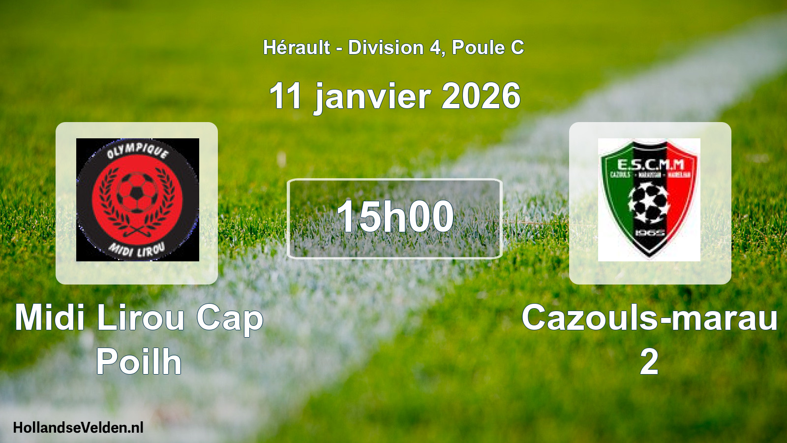 Match programmé: Midi Lirou Cap Poilh - Cazouls-marau 2 (11 janvier 2026)