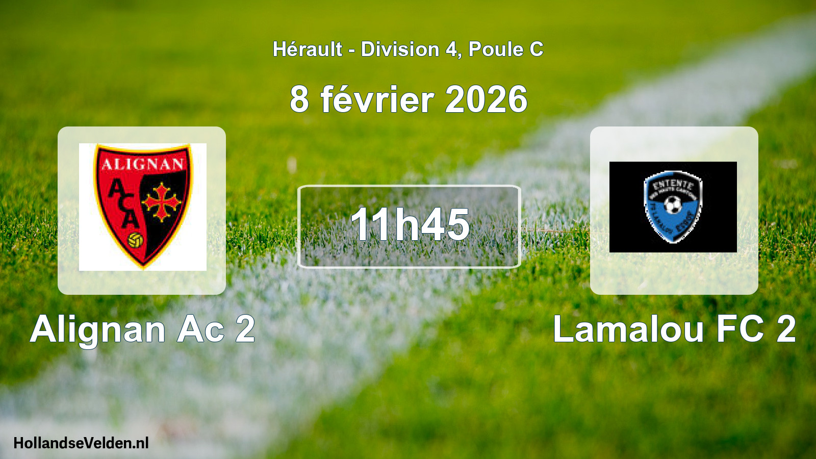 Match programmé: Alignan Ac 2 - Lamalou FC 2 (8 février 2026)