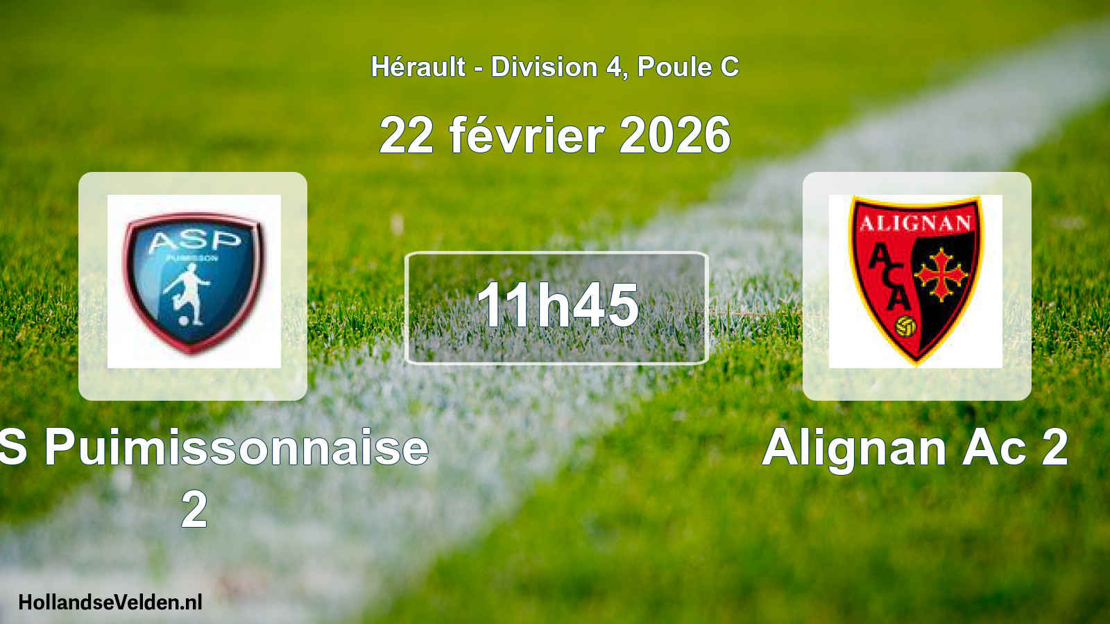 Match programmé: AS Puimissonnaise 2 - Alignan Ac 2 (22 février 2026)