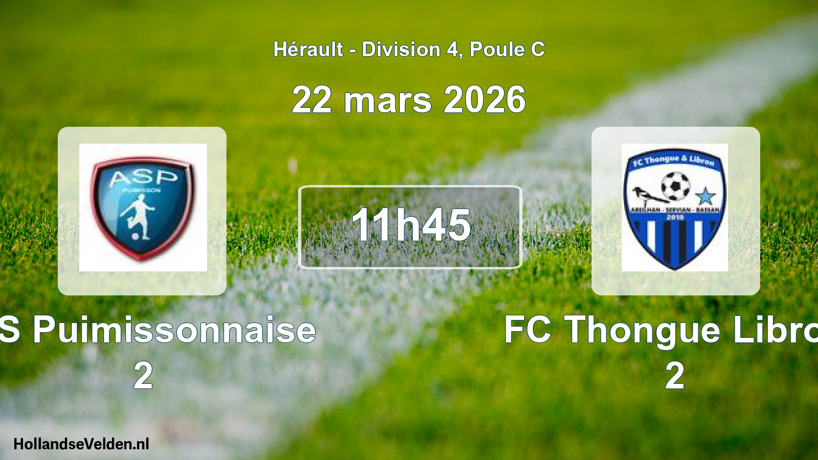 Geplande wedstrijd: AS Puimissonnaise 2 - FC Thongue Libron 2 (22 maart 2026)