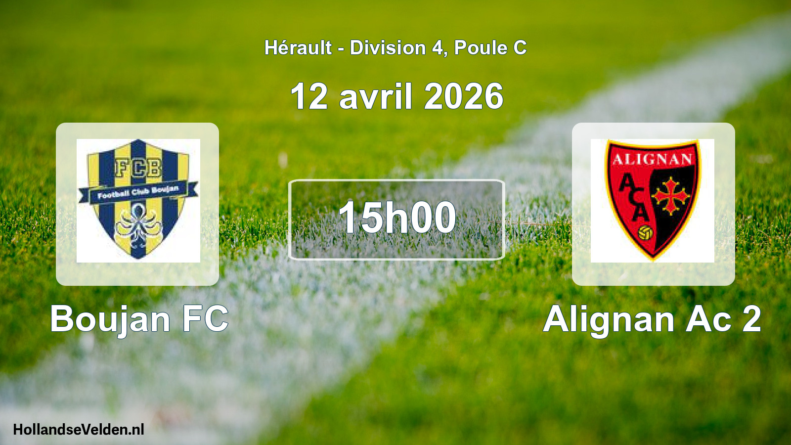 Match programmé: Boujan FC - Alignan Ac 2 (12 avril 2026)