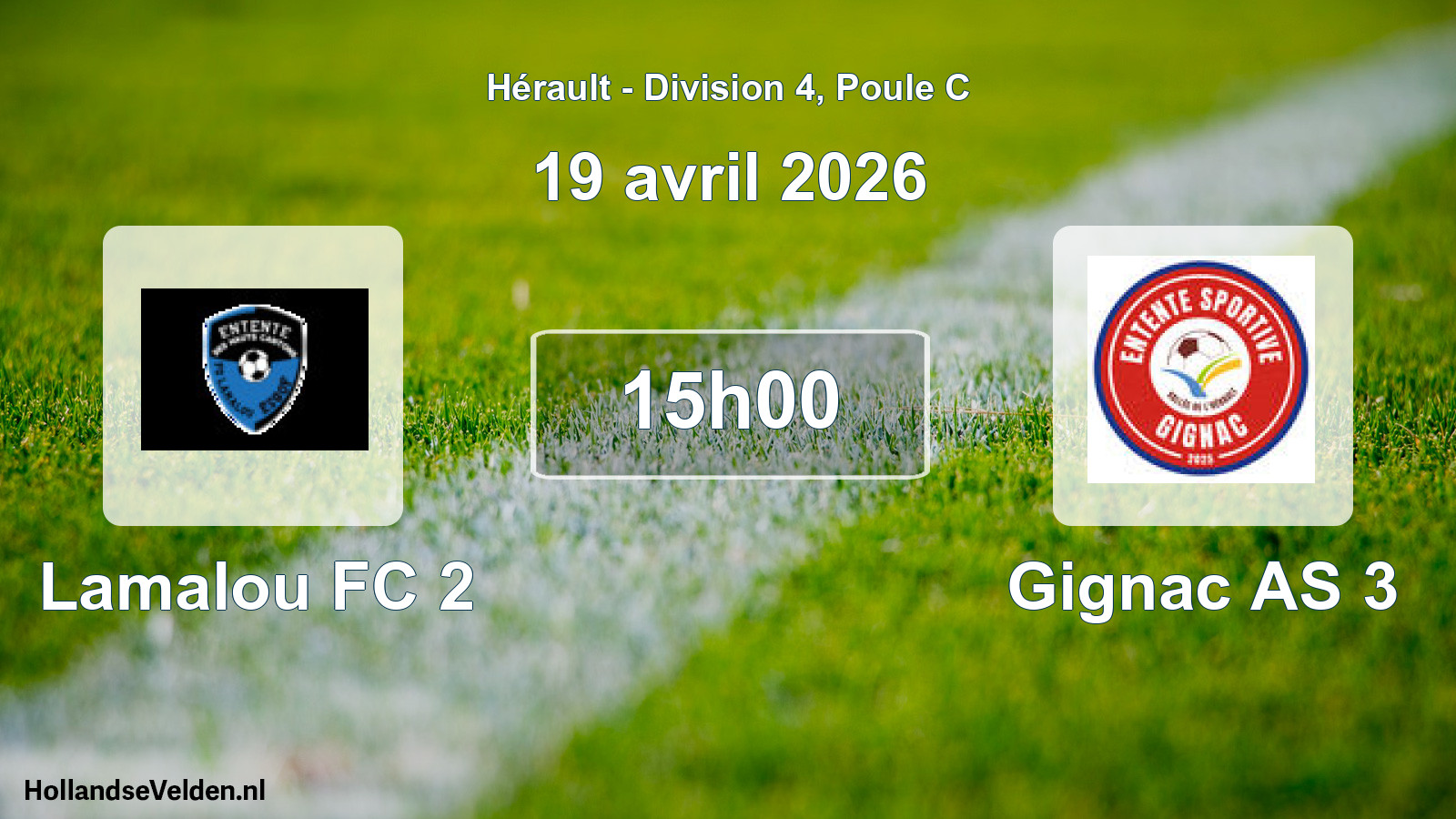 Match programmé: Lamalou FC 2 - Gignac AS 3 (19 avril 2026)